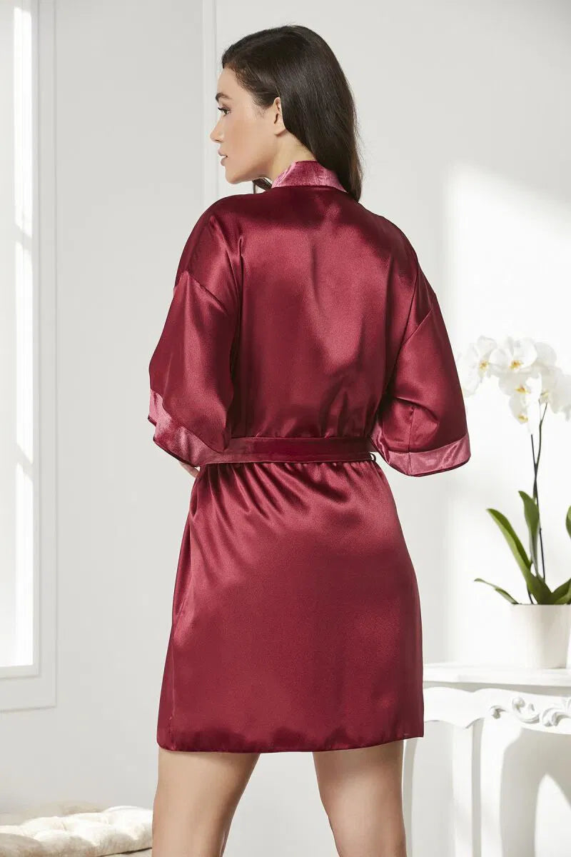 Pierre Cardin 2-Piece Premium Silk Short Gown Set with Velvet Inner