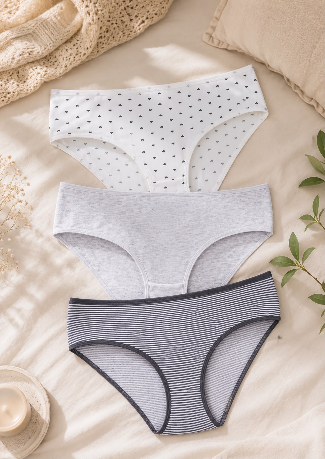 Dominant Turkish Cotton Plus Size Comfort Briefs – Pack of 3 – Silver Harmony
