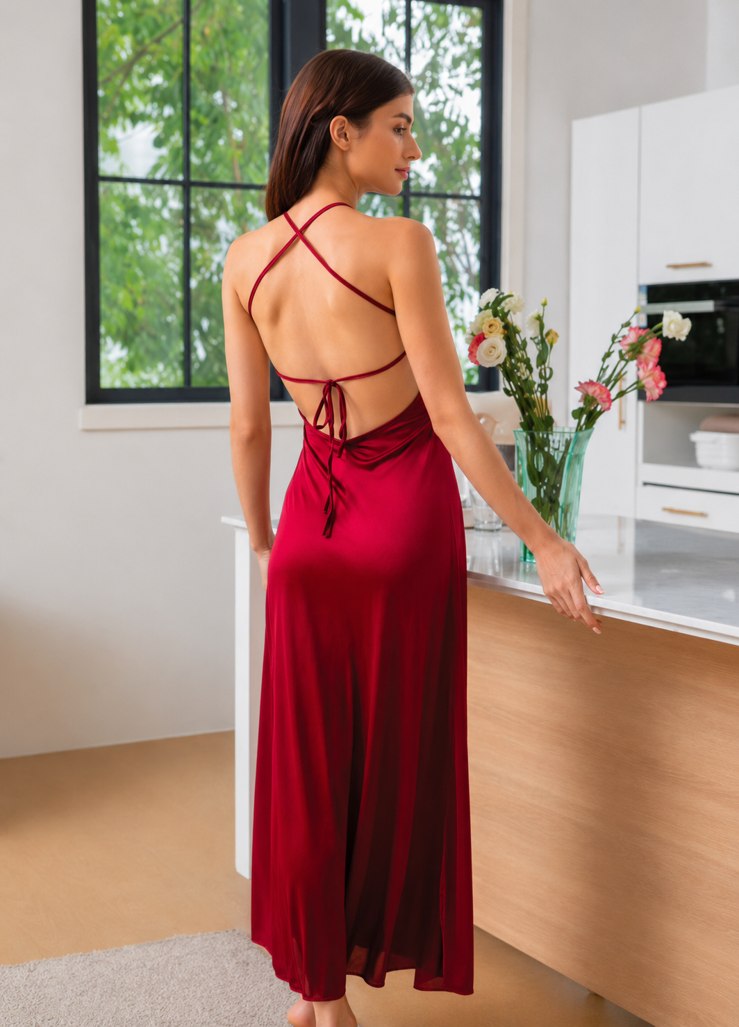 Majestic Embroidered Lace 2 Piece Long Nightgown Set