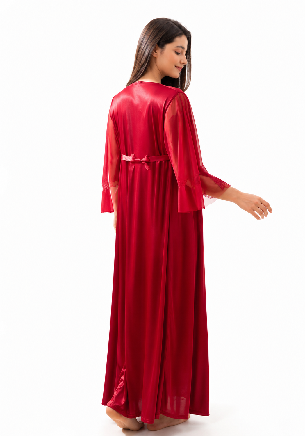 Grace Embroidered Lace 2 Piece Long Nightgown Set