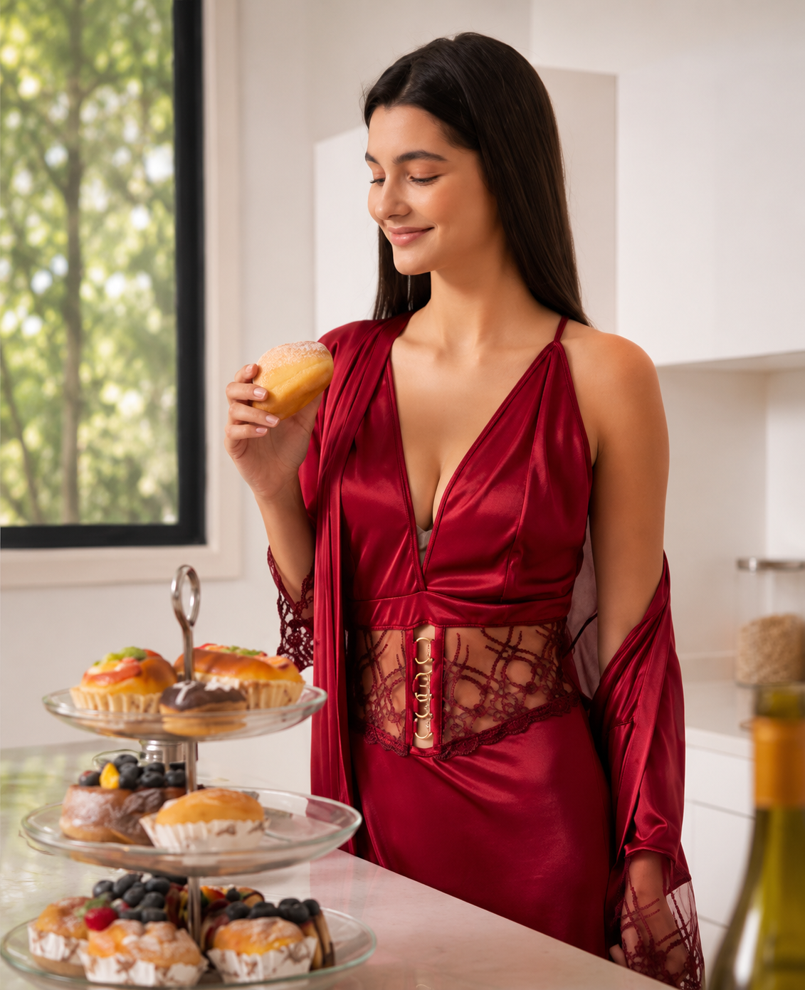 Luxury Satin Lace Bridal Robe & Nighty Set