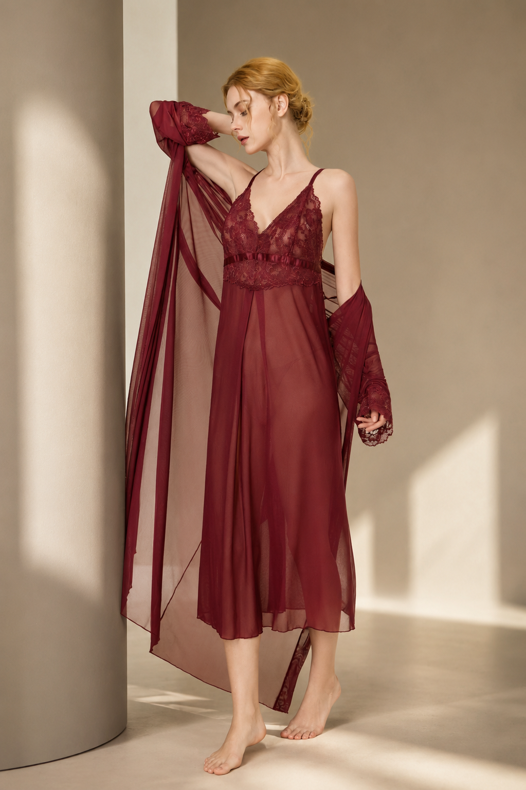 Luxe Sheer Lace 2-Piece Robe Set