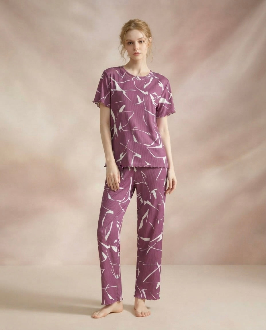 Serene Bloom Lounge Set – Mauve Mist