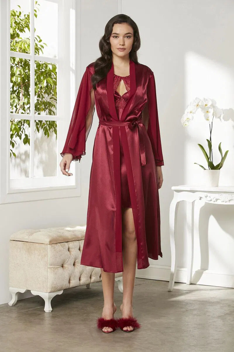 Pierre Cardin 2-Piece Premium Silk Long Gown Set with Inner Slip