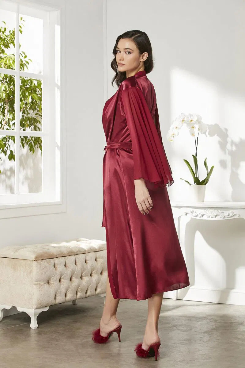 Pierre Cardin 2-Piece Premium Silk Long Gown Set with Inner Slip