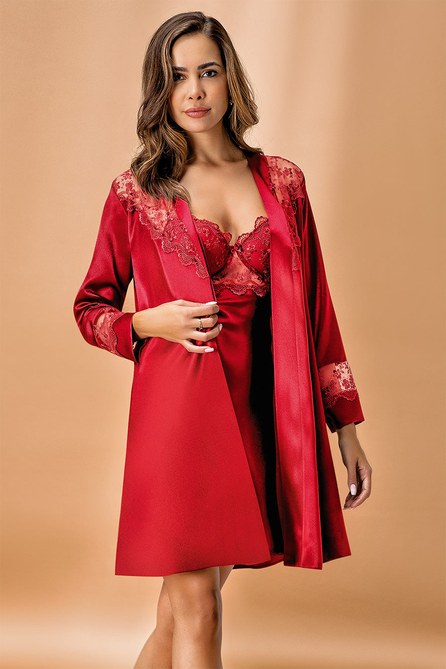 Nurteks 2-Piece Premium Silk Short Gown Set