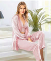Nilay Rose Blush 3-Piece Satin & Lace Pajama Set