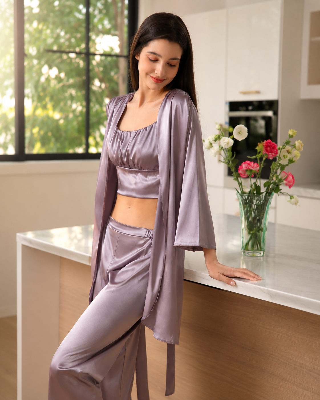 Luxury Satin Bralette Lounge Set