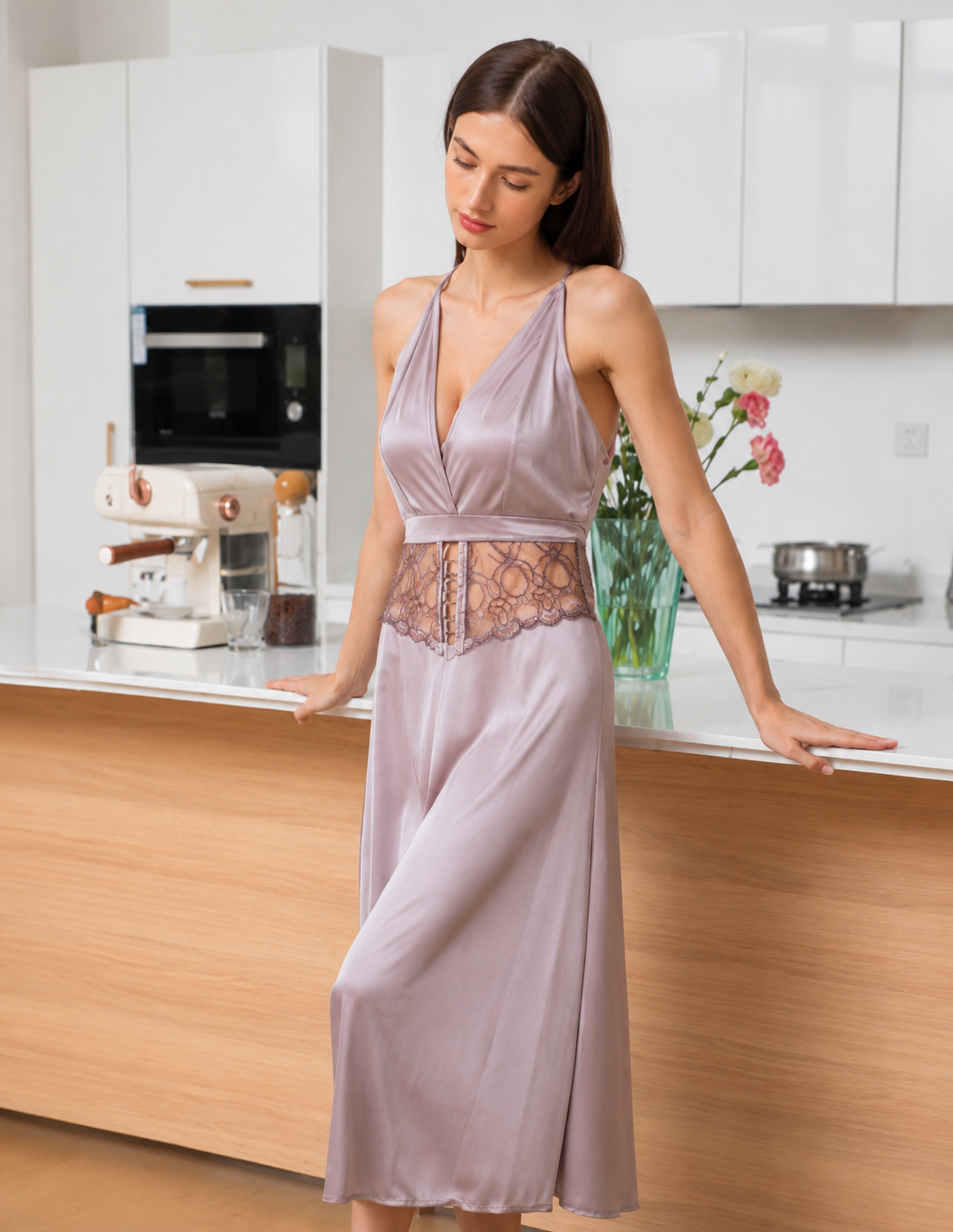 Luxury Satin Lace Bridal Robe & Nighty Set