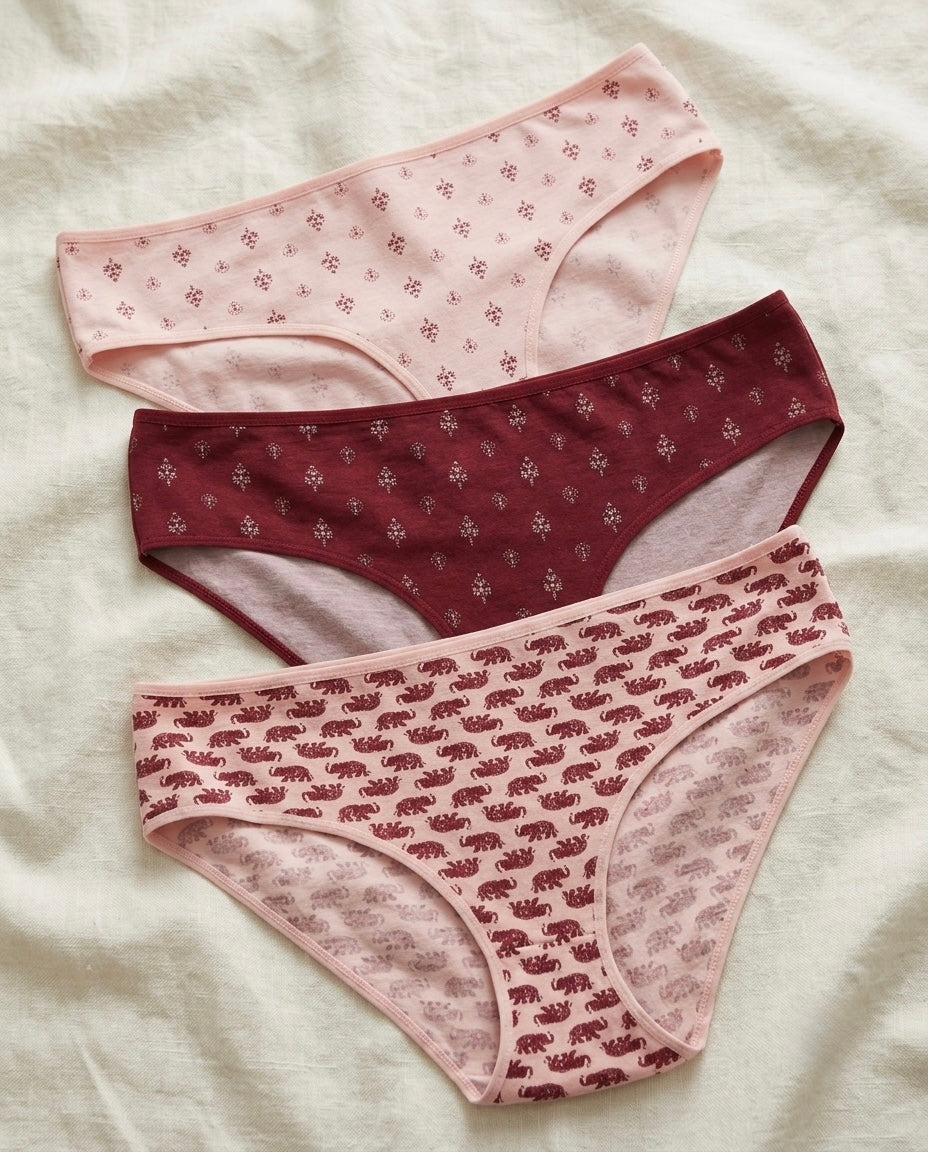 Dominant Turkish Cotton Plus Size Comfort Briefs – Pack of 3 – Blush Garnet