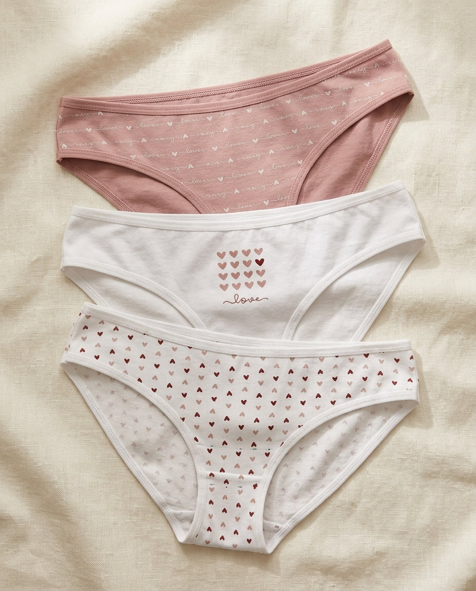 Dominant Turkish Cotton Classic Briefs – Pack of 3 – Blush Hearts
