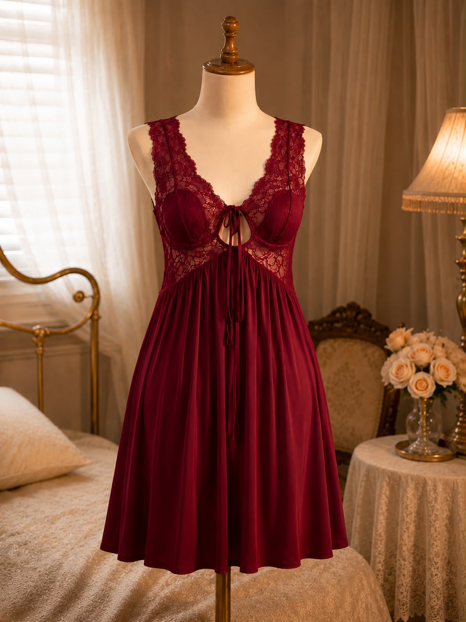 Midnight Grace 1-Piece Lace Short Nighty
