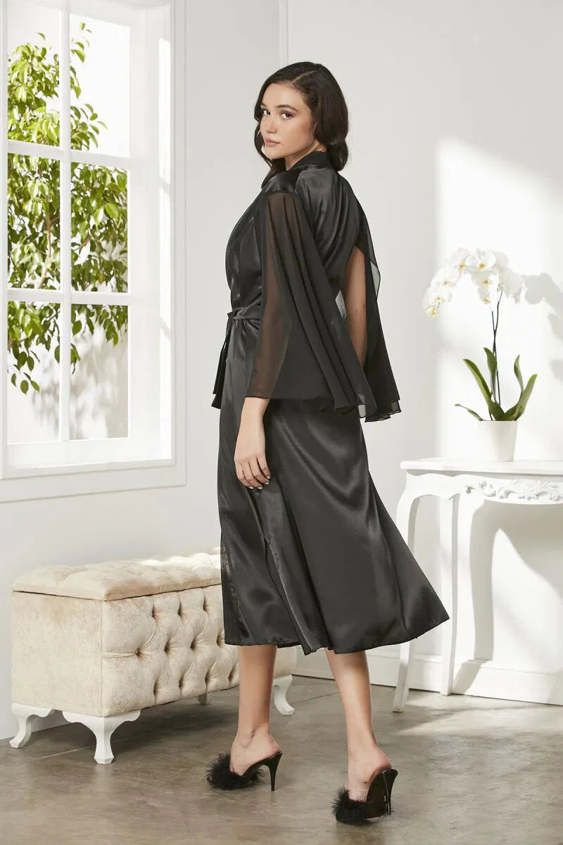 Pierre Cardin 2-Piece Premium Silk Long Gown Set with Inner Slip
