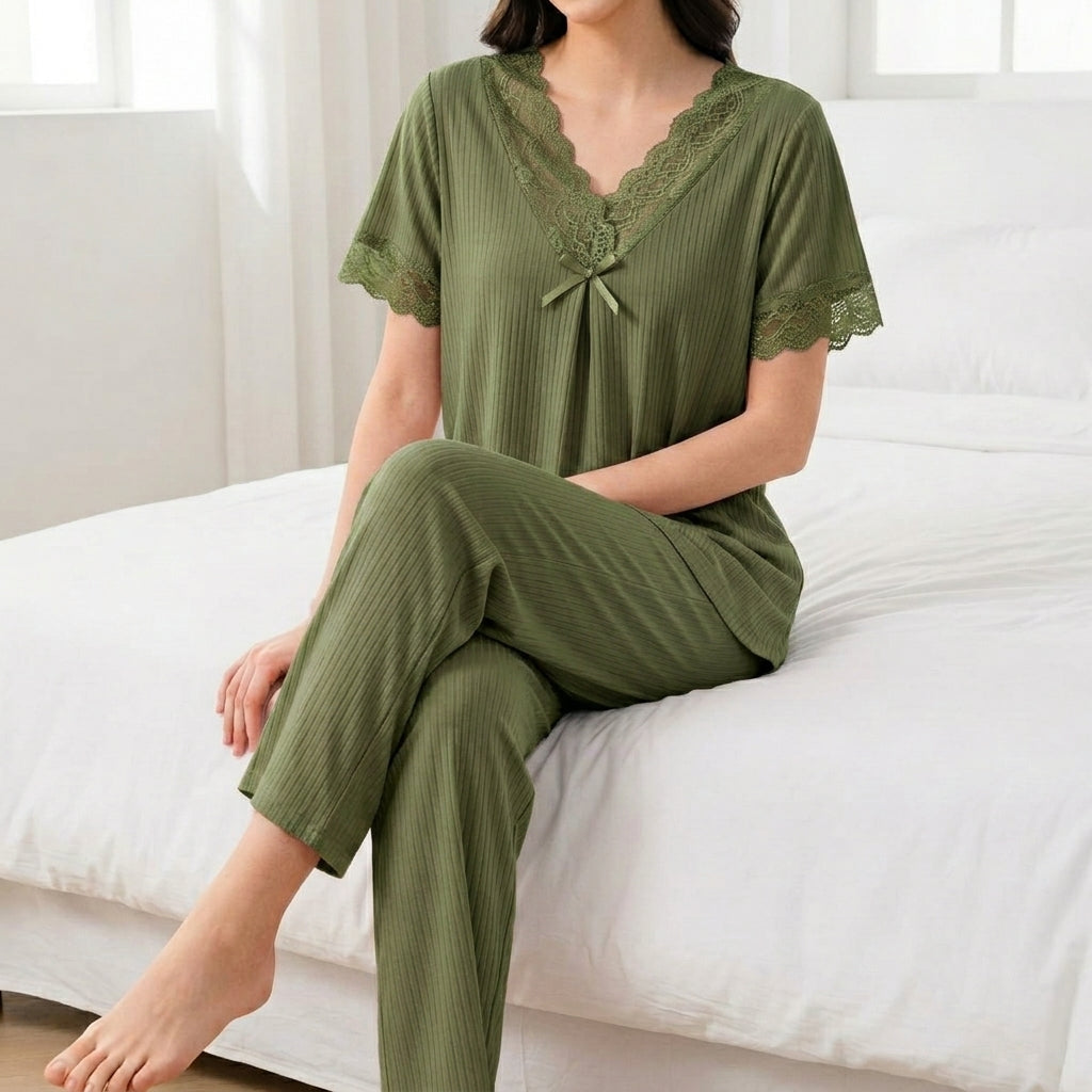Elegant Lace Jersey Nightwear Set